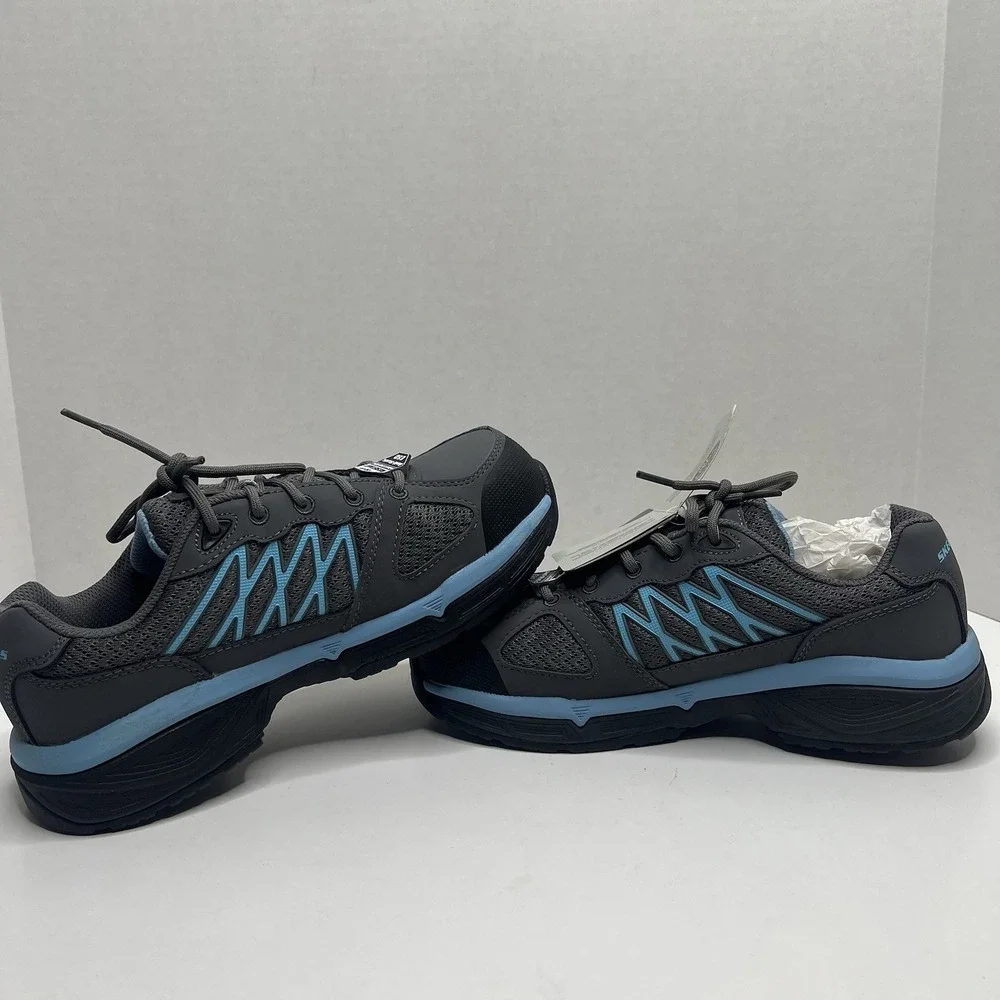 Skechers Work Conroe Kriel Women's 7 Steel Toe Slip Resistant Gray Blue New